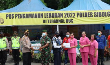 Kapolres dan Bhayangkari Cabang Sibolga  kunjungi Pos Yan, Pos Terpadu dan Pos Pam Ops Ketupat Toba 2022
