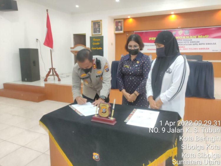 POLRES Sibolga MoU Dengan  DUKCAPIL Dan DISDIK Untuk Penerimaan Anggota POLRI TA 2022
