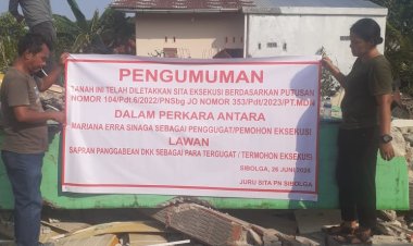 PN Sibolga Eksekusi Perkara Perdata Nomor 104/Prit. G/2022/PN-SBG, 2 Unit Rumah Tergugat "Rata Dengan Tanah"