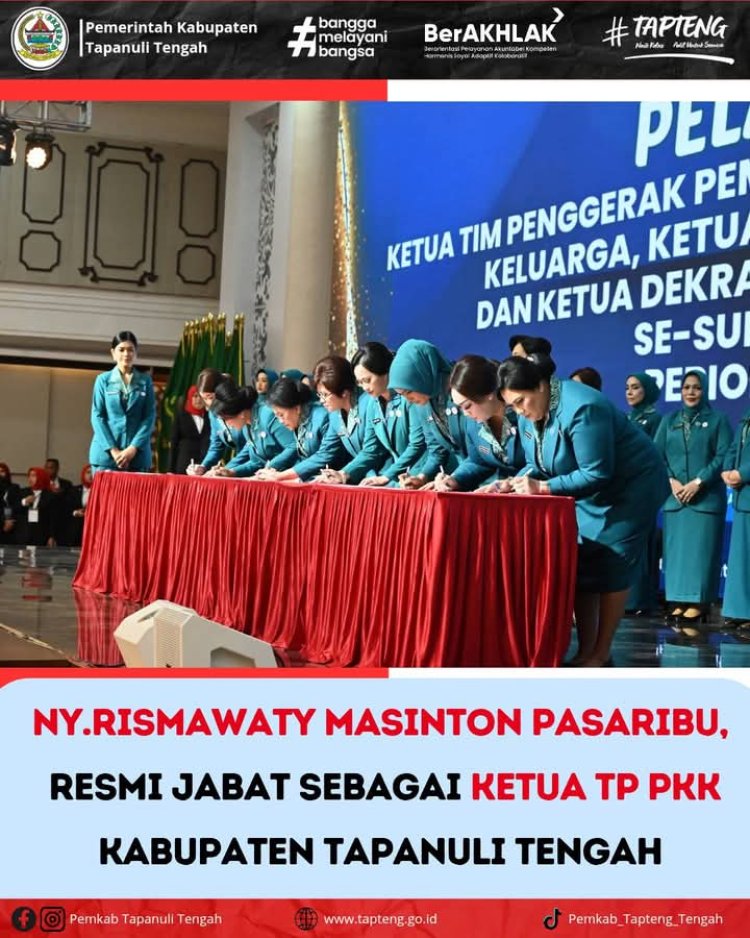 Kahiyang Ayu, Lantik Ny. Rismawaty Masinton Pasaribu Sebagai Ketua TP PKK Kabupaten Tapteng