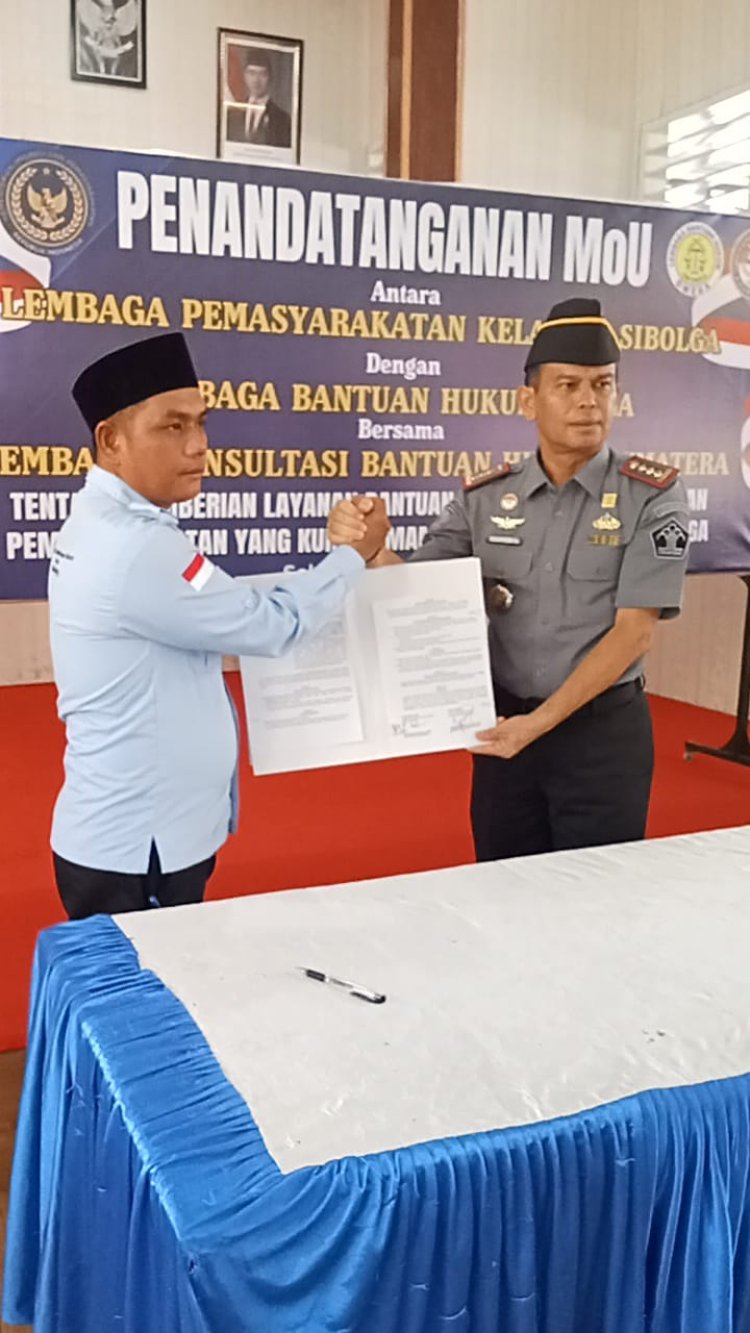Lapas Sibolga Tandatangani MoU dengan LKBH Sumatera Untuk Fasilitasi Posbakum Gratis